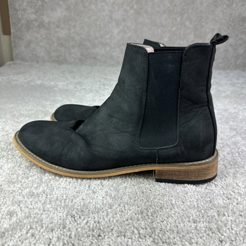 J75 by JUMP Black Leather Round Toe Pull On Chelsea Boots Men's Size 12‎